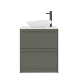 Royal Bathrooms Royal Bathroom Elmore 700mm Matt Green Freestanding Bathroom Vanity Unit 2 Drawer Plain White Worktop With Nova Basin - thumbnail 7