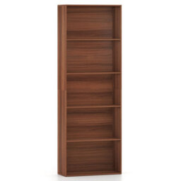 Walnut 5Tier Bookshelf Open Bookcase Freestanding Display Shelf For Living Room - thumbnail 1