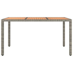 Walplus Garden Table With Wooden Top Grey Poly Rattan&solid Wood Acacia - thumbnail 3
