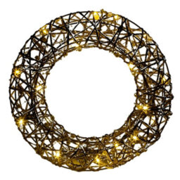 Urbn-Living Urbnliving Led 40 Cm Light Up Festive Decorative Snowy Christmas Gold Wire & White Pearls Wall Door Wreath  Pre Lit - thumbnail 3