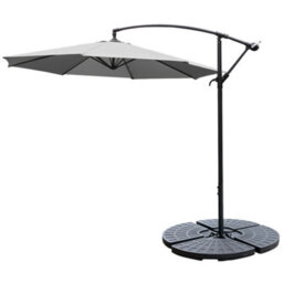 Living And Home 3M Large Rotatable Sun Shade Cantilever Parasol Patio Hanging Banana Umbrella Crank Tilt With Cross And Fillable Base, Light Grey - thumbnail 3