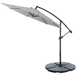 Living And Home 3M Large Rotatable Sun Shade Cantilever Parasol Patio Hanging Banana Umbrella Crank Tilt With Cross And Fillable Base, Light Grey - thumbnail 4
