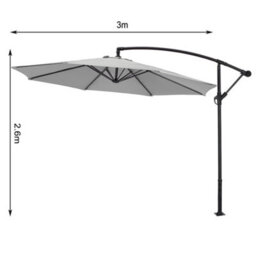Living And Home 3M Large Rotatable Sun Shade Cantilever Parasol Patio Hanging Banana Umbrella Crank Tilt With Cross And Fillable Base, Light Grey - thumbnail 5