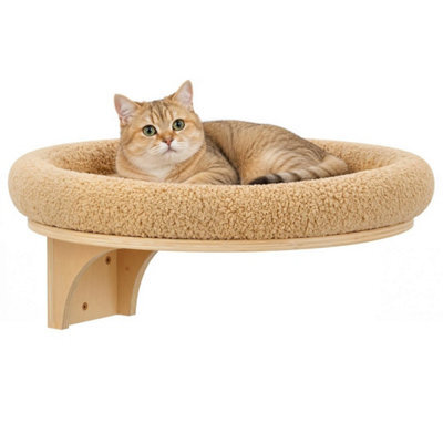 Wall Mounted Wooden Cat Bed With Soft Cushion - image 1