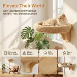 Wall Mounted Wooden Cat Bed With Soft Cushion - thumbnail 5
