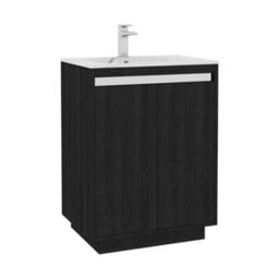 Royal Bathrooms Orion 600mm Floor Standing Bathroom Vanity Unit 2 Door Hale Black With Carrara White Basin & Black Accent Trim - thumbnail 7