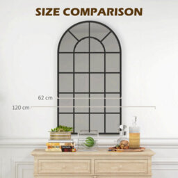 Homcom Modern Arch Window Wall Mirror For Living Room Bedroom, 110X65Cm, Black - thumbnail 7