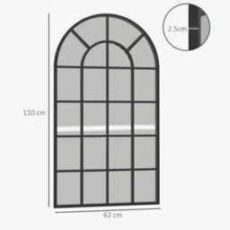 Homcom Modern Arch Window Wall Mirror For Living Room Bedroom, 110X65Cm, Black - thumbnail 3
