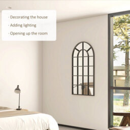 Homcom Modern Arch Window Wall Mirror For Living Room Bedroom, 110X65Cm, Black - thumbnail 4