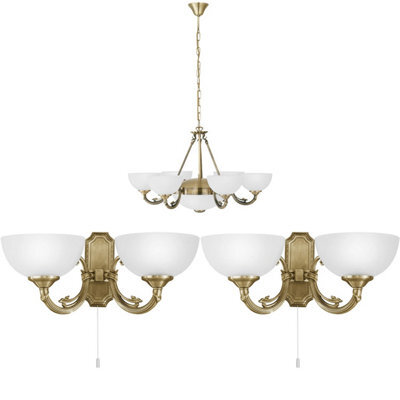 Elegant Bronze Satin Glass Multi Chandelier With Matching Wall Lights - image 1