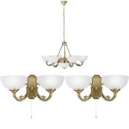 Elegant Bronze Satin Glass Multi Chandelier With Matching Wall Lights