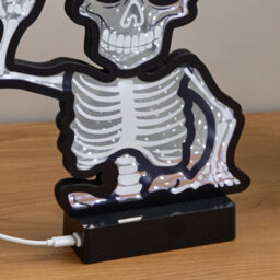 Samuel Alexander 27Cm Battery Powered Light Up Halloween Skeleton Infinity Mirror With Leds - thumbnail 6