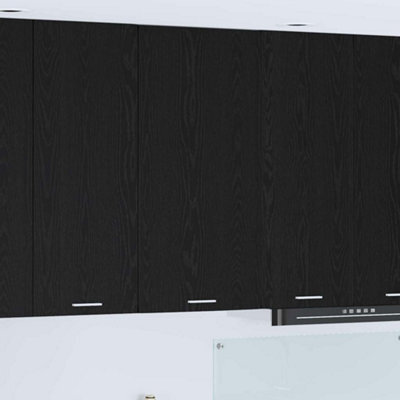 Walplus Hanging Cabinet Riga Black Oak And White 50 X 31 X 100 Cm - image 1