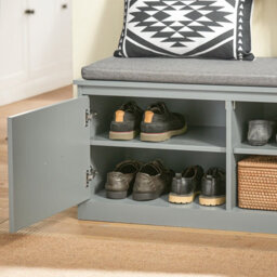 Sobuy Fsr131-Hg, Hallway Shoe Storage Bench Shoe Rack With Cushion And Removable Shelves Storage Unit, Grey - thumbnail 8