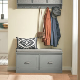 Sobuy Fsr131-Hg, Hallway Shoe Storage Bench Shoe Rack With Cushion And Removable Shelves Storage Unit, Grey - thumbnail 2