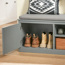 Sobuy Fsr131-Hg, Hallway Shoe Storage Bench Shoe Rack With Cushion And Removable Shelves Storage Unit, Grey - thumbnail 7