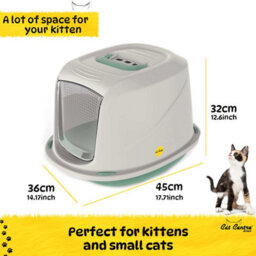Cat Centre.Direct Cat Centre Medium Green Cat Hooded Set: Litter Tray + Scoop + Crem Tray Mat + Carbon Filter - thumbnail 3
