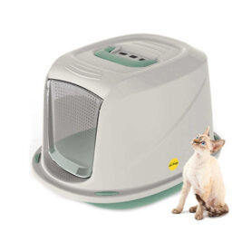 Cat Centre.Direct Cat Centre Medium Green Cat Hooded Set: Litter Tray + Scoop + Crem Tray Mat + Carbon Filter - thumbnail 2