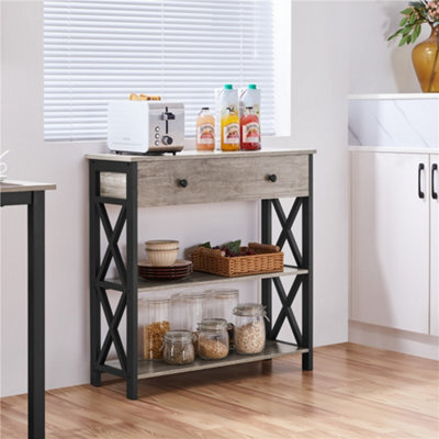 Yaheetech Grey Vintage Console Table With 1 Drawer And 2 Open Shelves - image 1