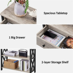 Yaheetech Grey Vintage Console Table With 1 Drawer And 2 Open Shelves - thumbnail 4