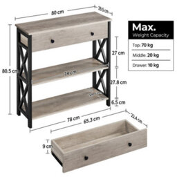 Yaheetech Grey Vintage Console Table With 1 Drawer And 2 Open Shelves - thumbnail 3