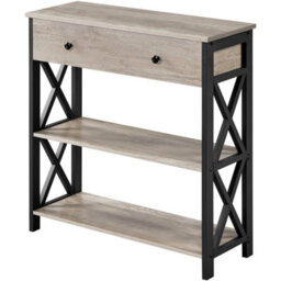 Yaheetech Grey Vintage Console Table With 1 Drawer And 2 Open Shelves - thumbnail 2