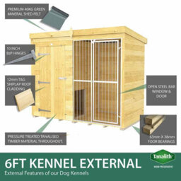 Buttercup Farm 10Ft X 6Ft Dog Kennel And Run Full Height With Bars - Wood - L178 X W302 X H201 Cm - thumbnail 4