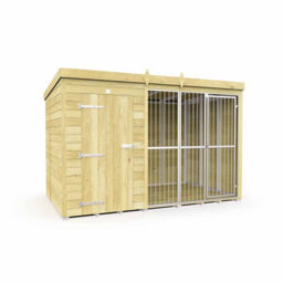Buttercup Farm 10Ft X 6Ft Dog Kennel And Run Full Height With Bars - Wood - L178 X W302 X H201 Cm - thumbnail 2