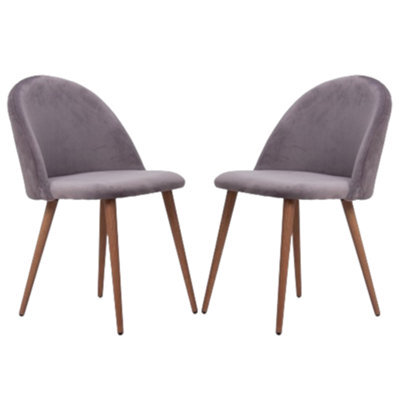 Life Interiors Set Of 2 Grey Lucia Ergonomic Velvet Dining Chairs With Wooden Legs, Modern Upholstered Accent Chair - image 1