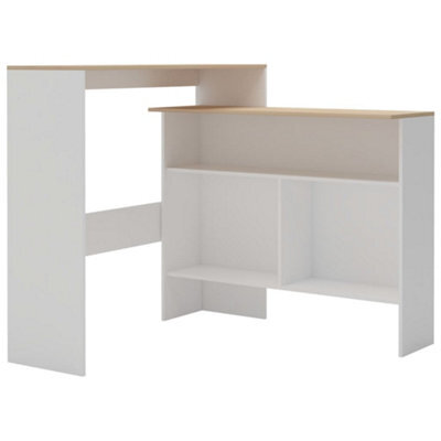 Berkfield Durable Bar Table With 2 Table Tops White And Oak 130X40X120 Cm - image 1