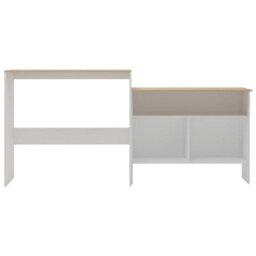 Berkfield Durable Bar Table With 2 Table Tops White And Oak 130X40X120 Cm - thumbnail 3