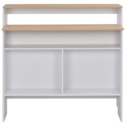 Berkfield Durable Bar Table With 2 Table Tops White And Oak 130X40X120 Cm - thumbnail 5