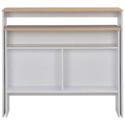 Berkfield Durable Bar Table With 2 Table Tops White And Oak 130X40X120 Cm - thumbnail 4