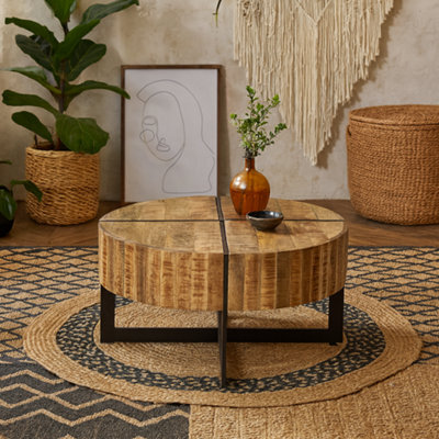 Wyld Haus California Round Mango Wood Coffee Table With Matte Black Metal Legs - image 1