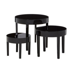 Orsina Black Set Of 3 Nesting Tables, Glossy Finish Nesting Table With Square Legs, Coffee Tables For Living Room - thumbnail 4