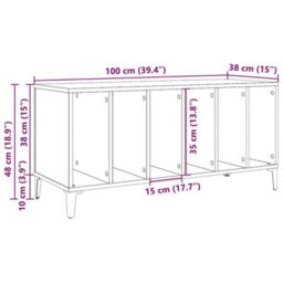Berkfield Record Cabinet Old Wood 100X38X48 Cm Engineered Wood - thumbnail 9