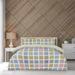 Smart Living Luxury Super Soft Crosshatch Check Reversable Complete Bedding Set - thumbnail 1