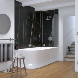 Rearo Selkie Mdf Bathroom Shower Wall Panel (H)2420mm X (W)1180mm X (D)11mm Tongue & Groove - Palazzo Matte Finish - thumbnail 3