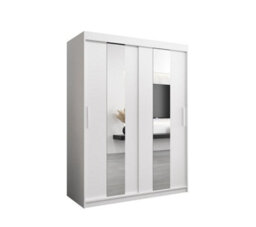 Arte Modern White Pole Sliding Door Wardrobe W1500mm H2000mm D620mm Mirrored Sleek Storage Solution - thumbnail 1
