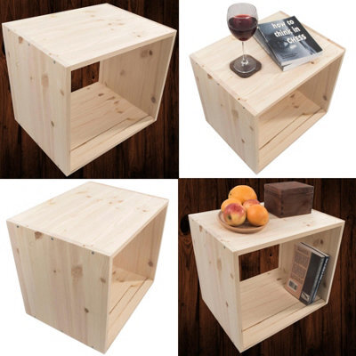 Woodeedoo Set Of 4 Wooden Cube Bookcase Units Freestanding Stackable Shelving Home Office Display Natural Pine 45 X 39 X 35 Cm - image 1