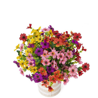 10 Artificial Silk Flower Bouquets, Fake Plants, Uv Resistant Greenery, Indoor And Outdoor Hanging Shrubs (Multicoloured) - image 1