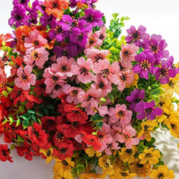 10 Artificial Silk Flower Bouquets, Fake Plants, Uv Resistant Greenery, Indoor And Outdoor Hanging Shrubs (Multicoloured) - thumbnail 3