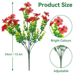 10 Artificial Silk Flower Bouquets, Fake Plants, Uv Resistant Greenery, Indoor And Outdoor Hanging Shrubs (Multicoloured) - thumbnail 2