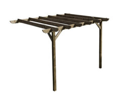 Arbor Garden Solutions Lean To Wooden Garden Pergola Kit - Corbel Design Wall Mounted Gazebo, 2.4M X 4.8M (Rustic Brown Finish) - thumbnail 1