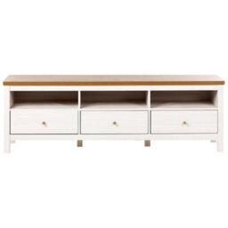 Wyld and Coco Nova Home Wide Tv Stand In White Particle Board With 3 Drawers - thumbnail 1