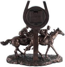 Widdop Bronze Race Horse Galloping Past The Finish Mantel Clock - 5661 - thumbnail 3