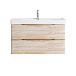 Plum&clay Eden Light Oak Wall Hung Vanity Unit With Resin Basin (W)900mm - thumbnail 5