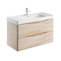 Plum&clay Eden Light Oak Wall Hung Vanity Unit With Resin Basin (W)900mm - thumbnail 4