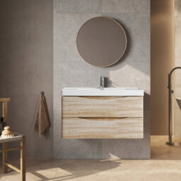 Plum&clay Eden Light Oak Wall Hung Vanity Unit With Resin Basin (W)900mm - thumbnail 2