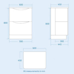Merton Grey 600mm Bathroom Freestanding Vanity Unit Round Ceramic Countertop - thumbnail 6